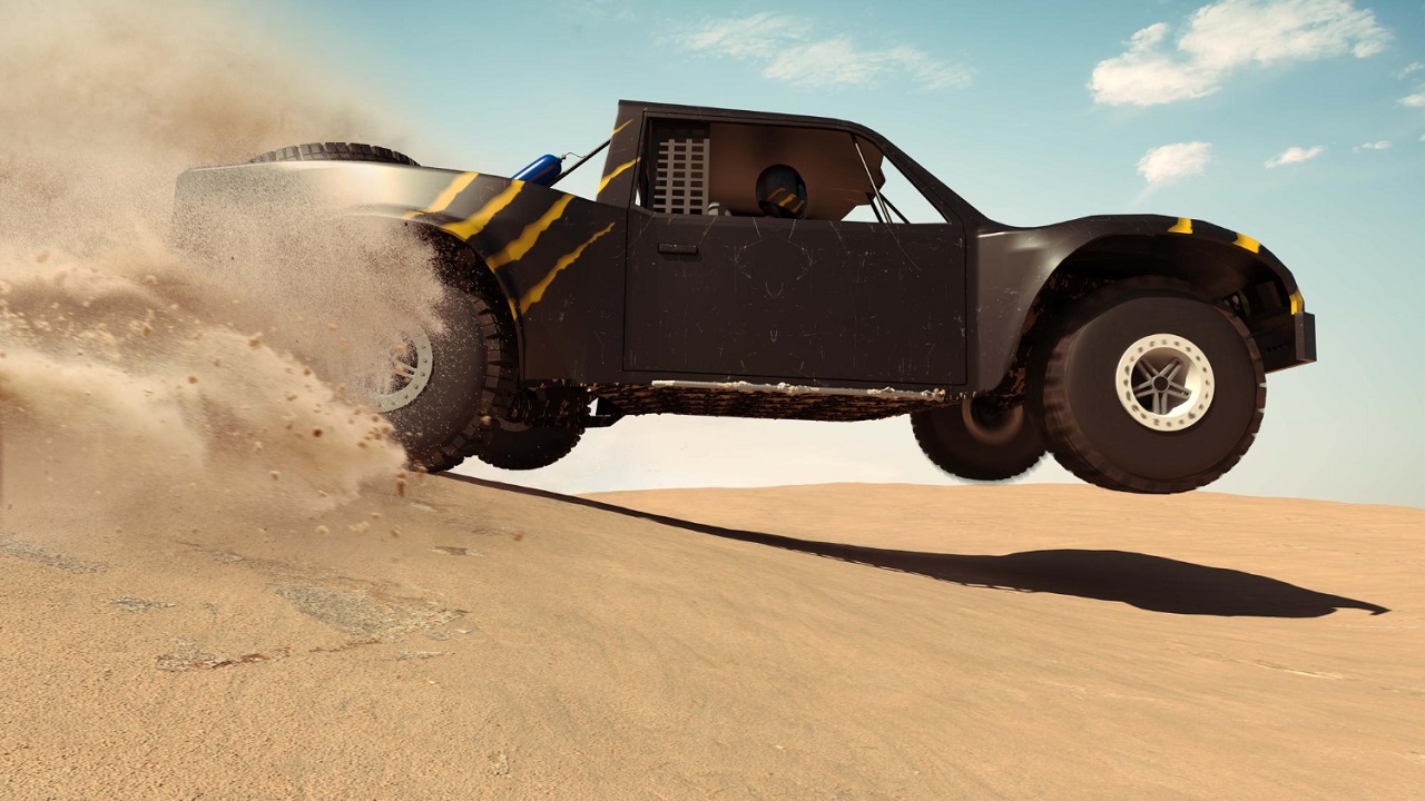 offroad vehicle over sand dunes